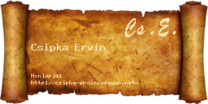 Csipka Ervin névjegykártya