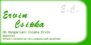 ervin csipka business card